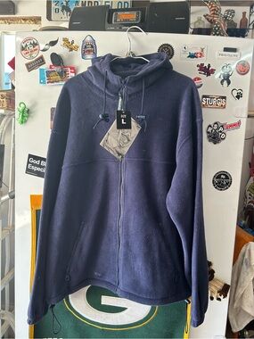 Men's Full-Zip Hooded Fleece Jacket - Navy - Size L